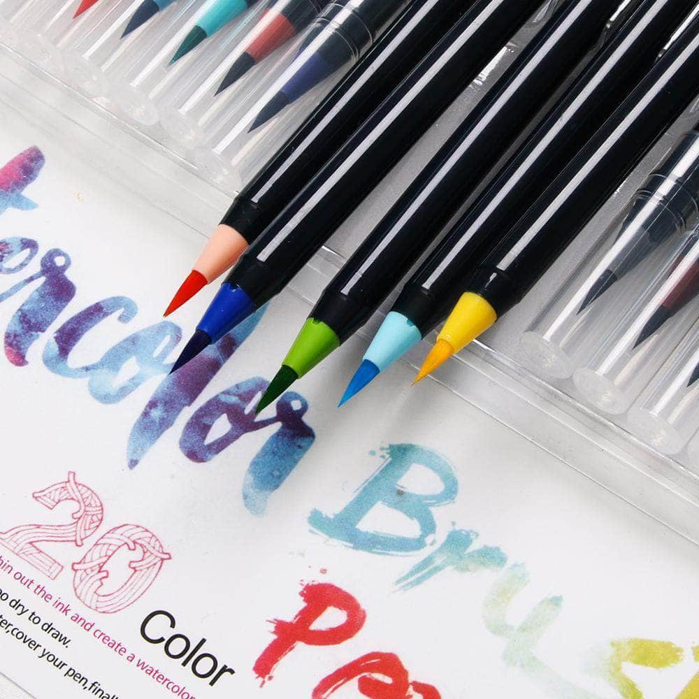 20 Colors Calligraphy Pen Soft Brush Watercolor Marker Set Manga Sketch  Drawing, Shopee Malaysia